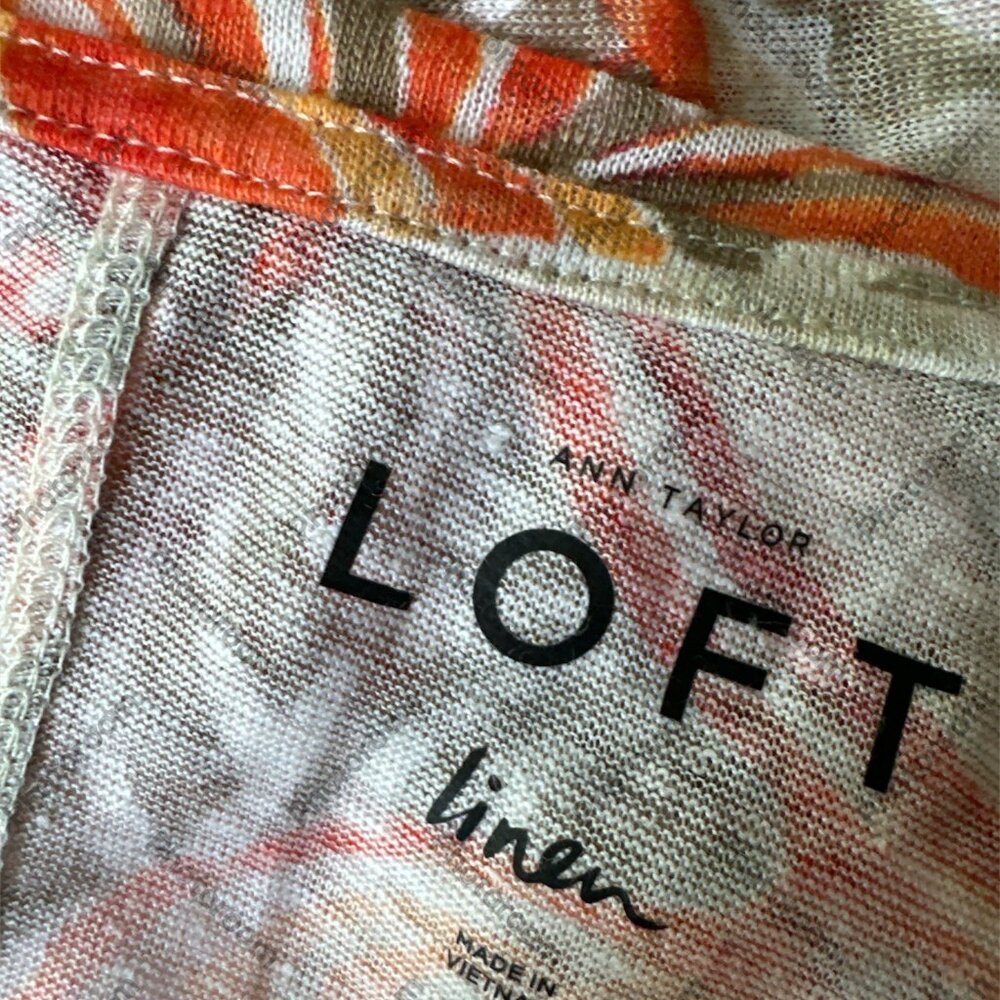 Bundle LOFT Linen Multicolor Floral Short Sleeve Blouse . 18" Chest - Picture 5 of 5